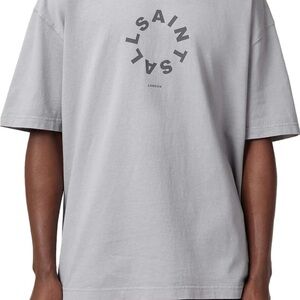 AllSaints Tierra Crew Neck Oversized Tee- Machine Grey